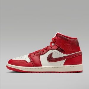 Jordan 1 Mid SE Red and White Mid-Top Sneakers